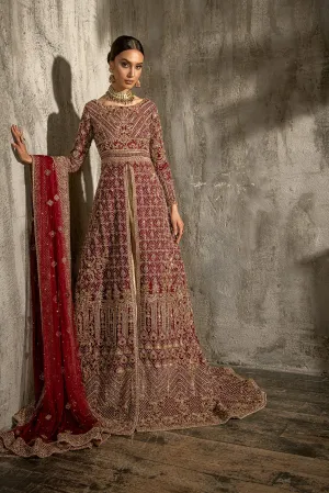 Red Embellished Frock Lehenga Dress for Bride #BN1131