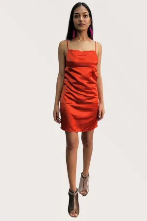 Red Me Silky Backless Slit Short Dress