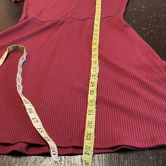 Reformation Stowe Ribbed MockNeck Red Mini Dress Size L.