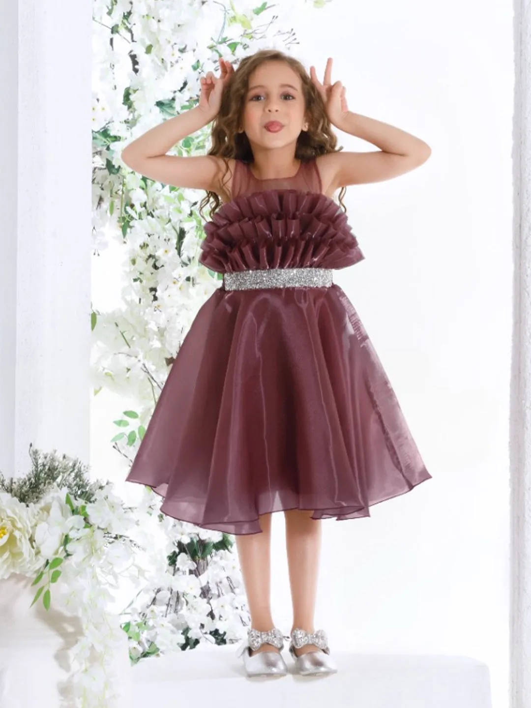 Regal Maroon Frock for Girls
