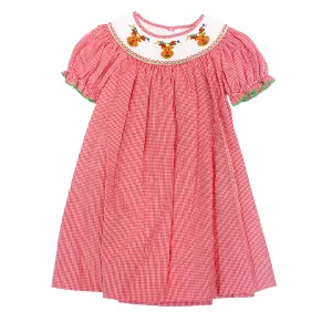 Reindeer Face - Bishop Dress Short Sleeve Red