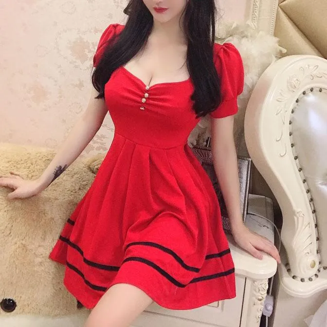 Retro Puffy Sleeve Dress SD00127