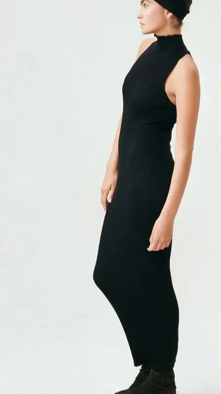 Ribbed Cashmere Sleeveless High Neck Dress