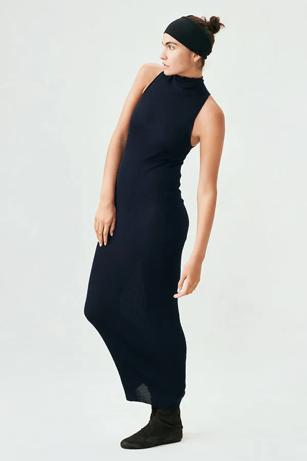Ribbed Cashmere Sleeveless High Neck Dress