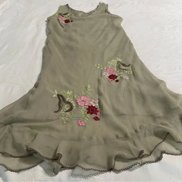 Robbie bee vintage silk floral Sheer‎ dress