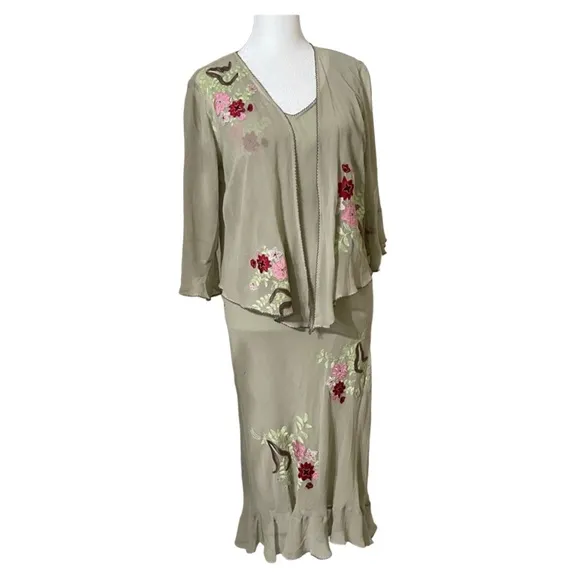 Robbie bee vintage silk floral Sheer‎ dress