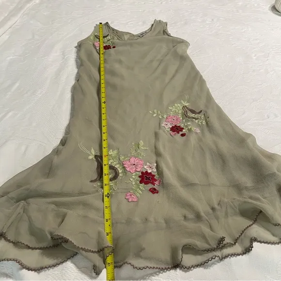 Robbie bee vintage silk floral Sheer‎ dress