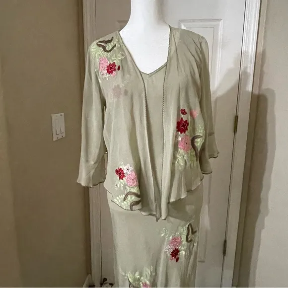 Robbie bee vintage silk floral Sheer‎ dress
