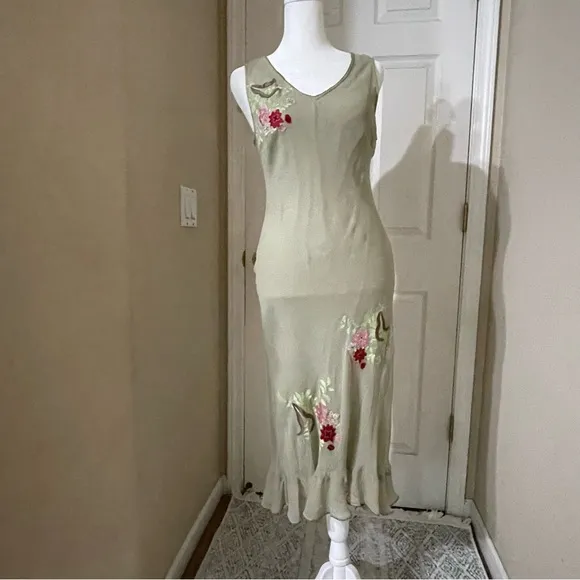 Robbie bee vintage silk floral Sheer‎ dress