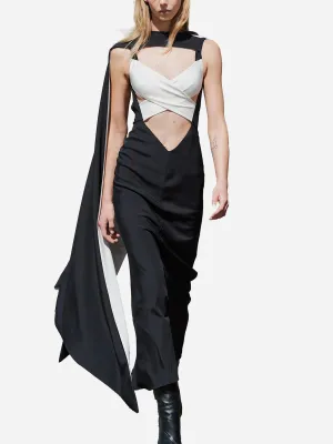 RODARTE Silk Crepe Dress with Crossover Cape