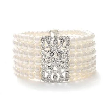 Rose Gold & Pearl Vintage Stretch Bracelet