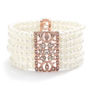 Rose Gold & Pearl Vintage Stretch Bracelet