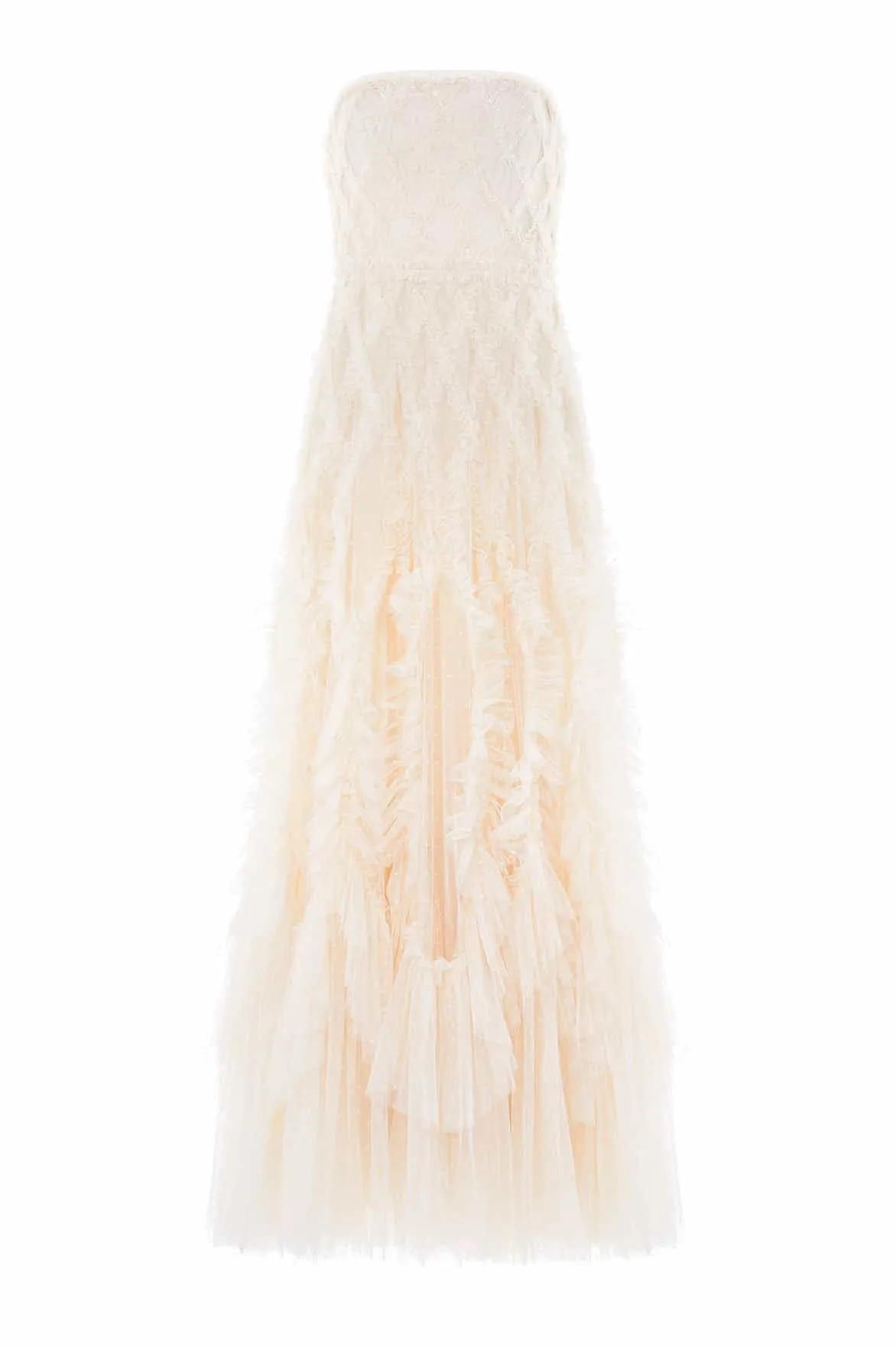 Rosella Ruffle Strapless Gown
