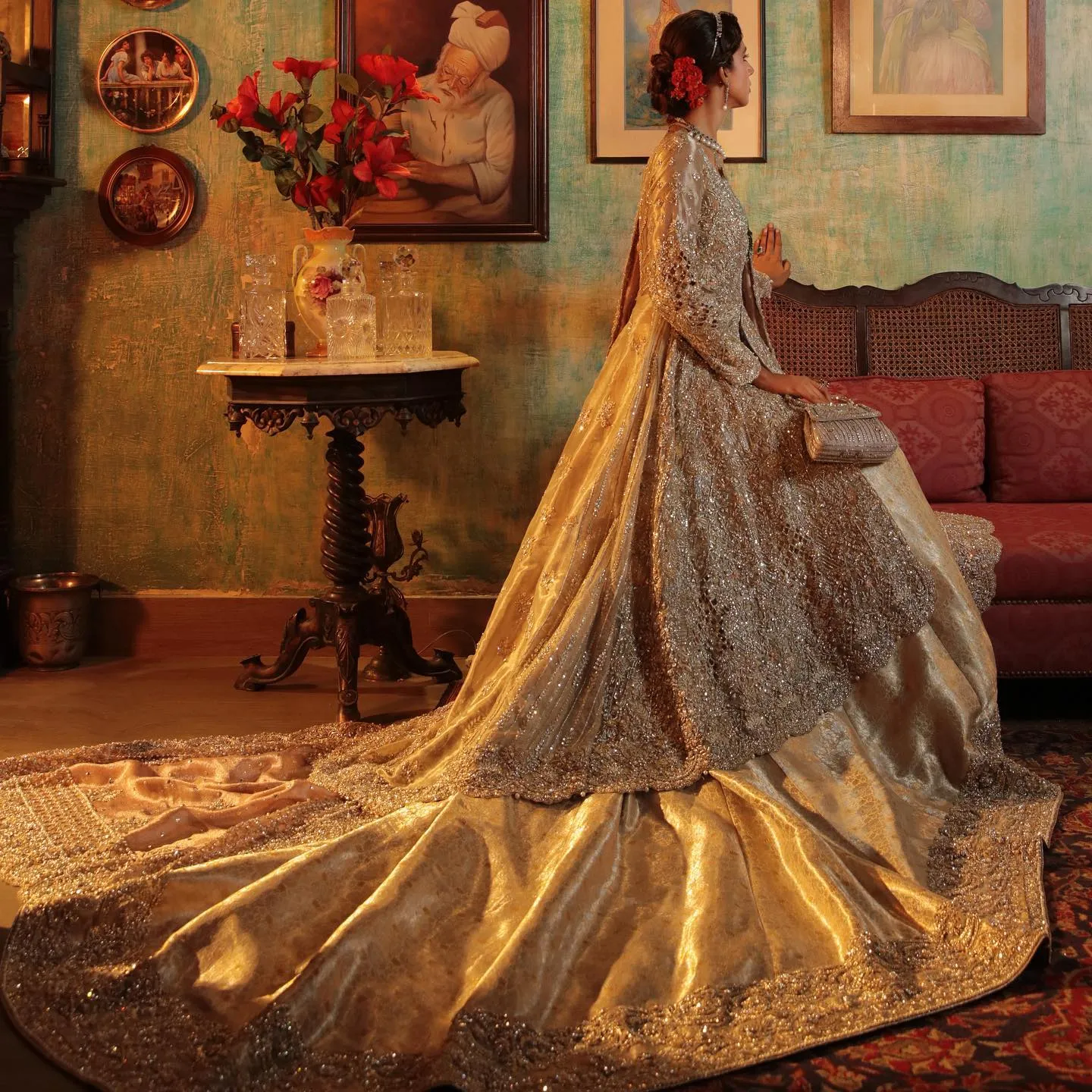 Royal Long Tail Lehenga Gown Pakistani Bridal Dress