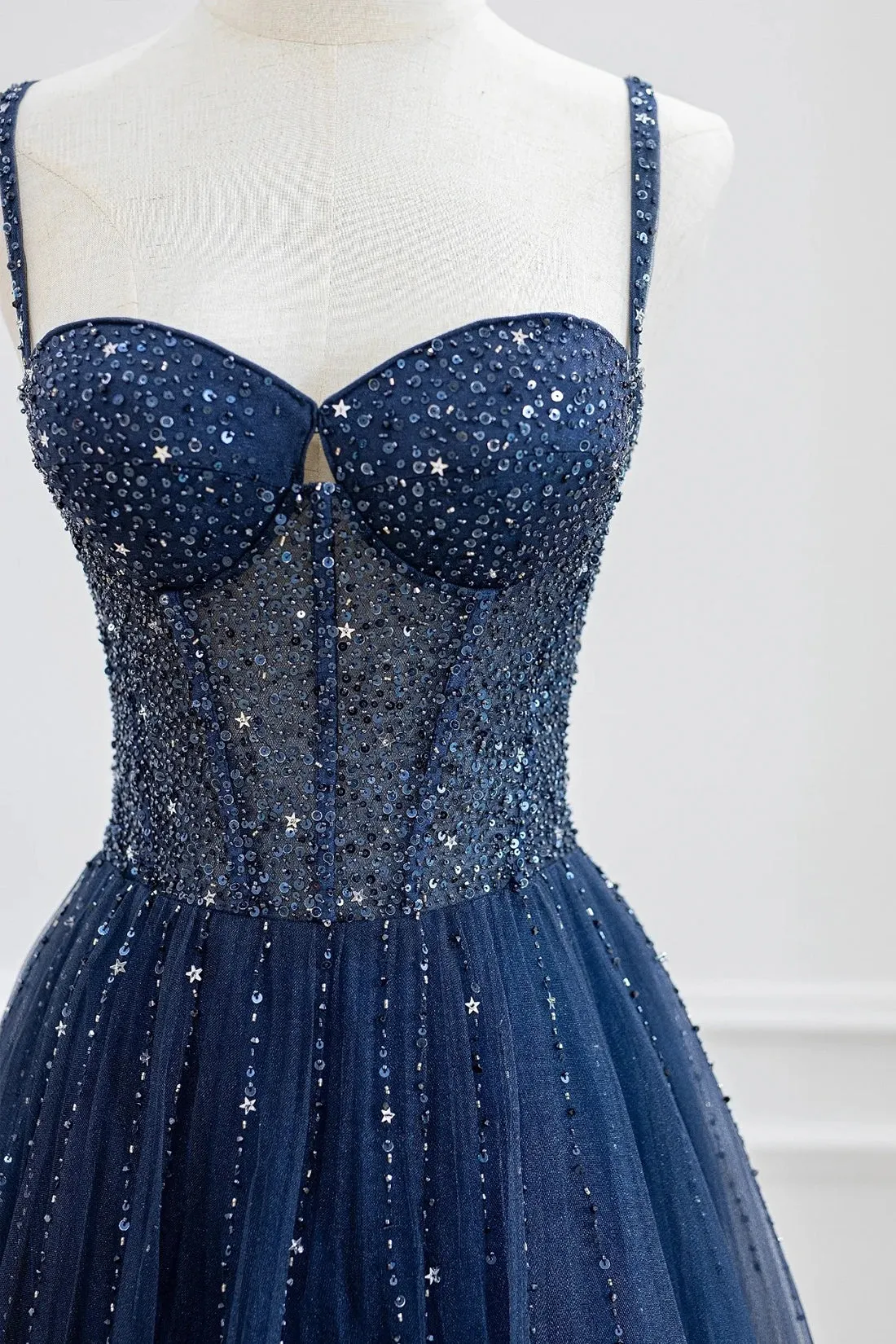 Roycebridal Marceline | Blue Tulle Beaded Long Prom Dress Formal Dress