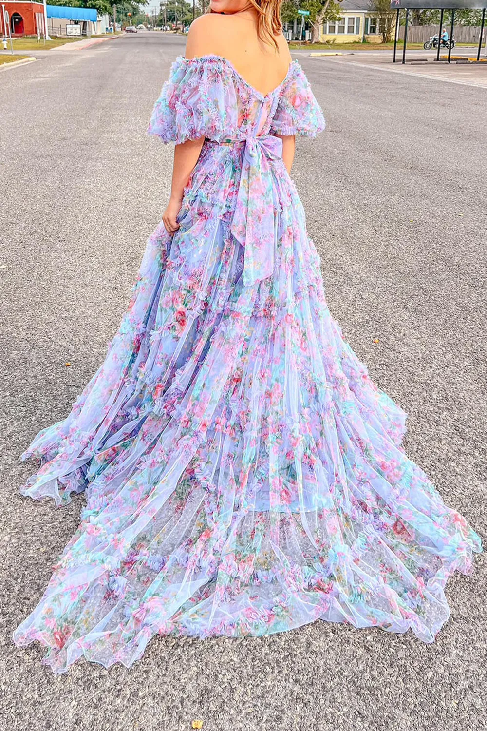 Roycebridal Sydney |A Line Off The Shoulder Floral Tulle Prom Dress