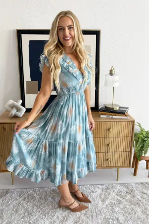 Ruffle Detail Dyed Midi Dress
