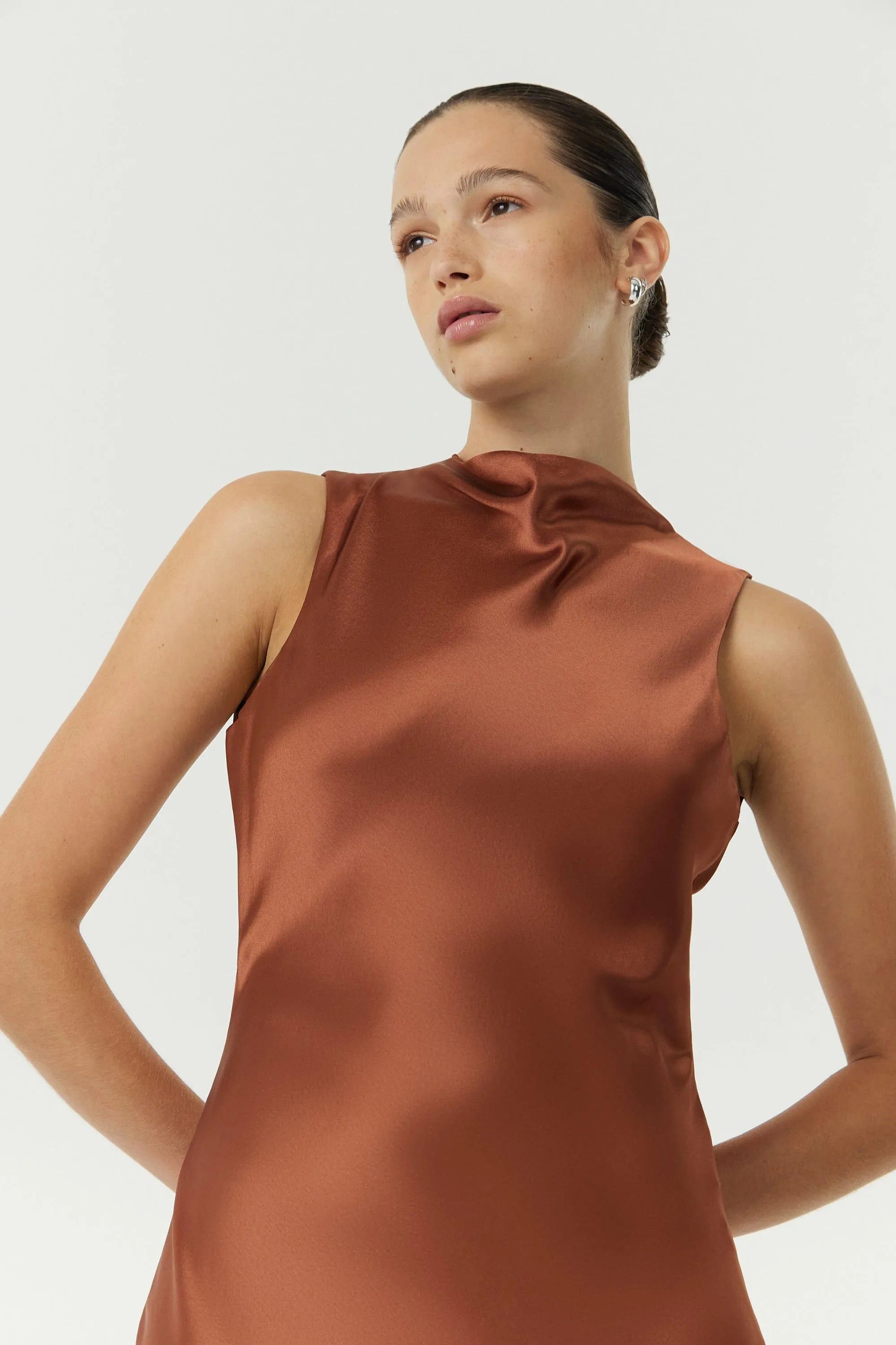 SATIN BIAS COWL BACK MAXI | SPICE
