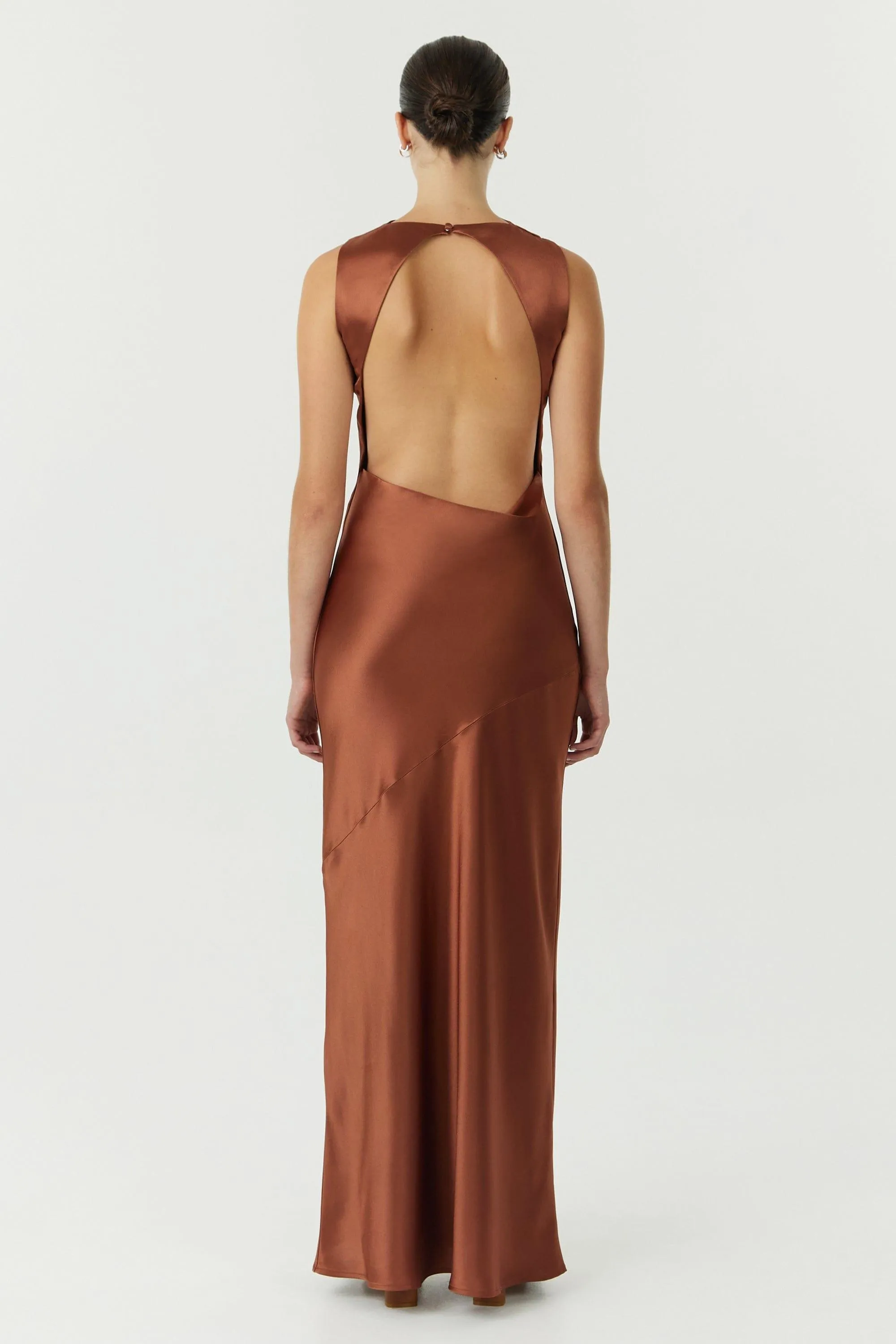 SATIN BIAS COWL BACK MAXI | SPICE