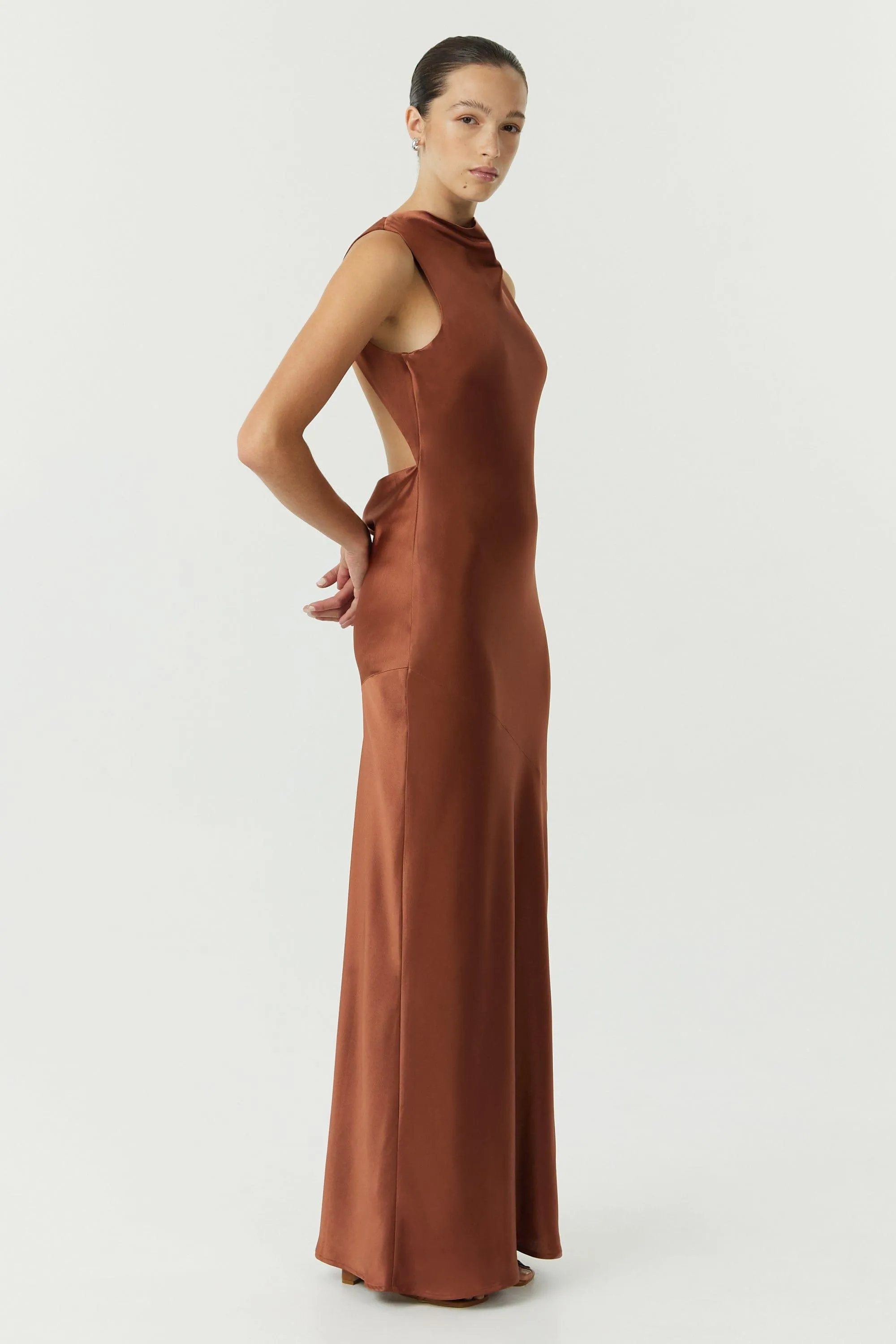 SATIN BIAS COWL BACK MAXI | SPICE