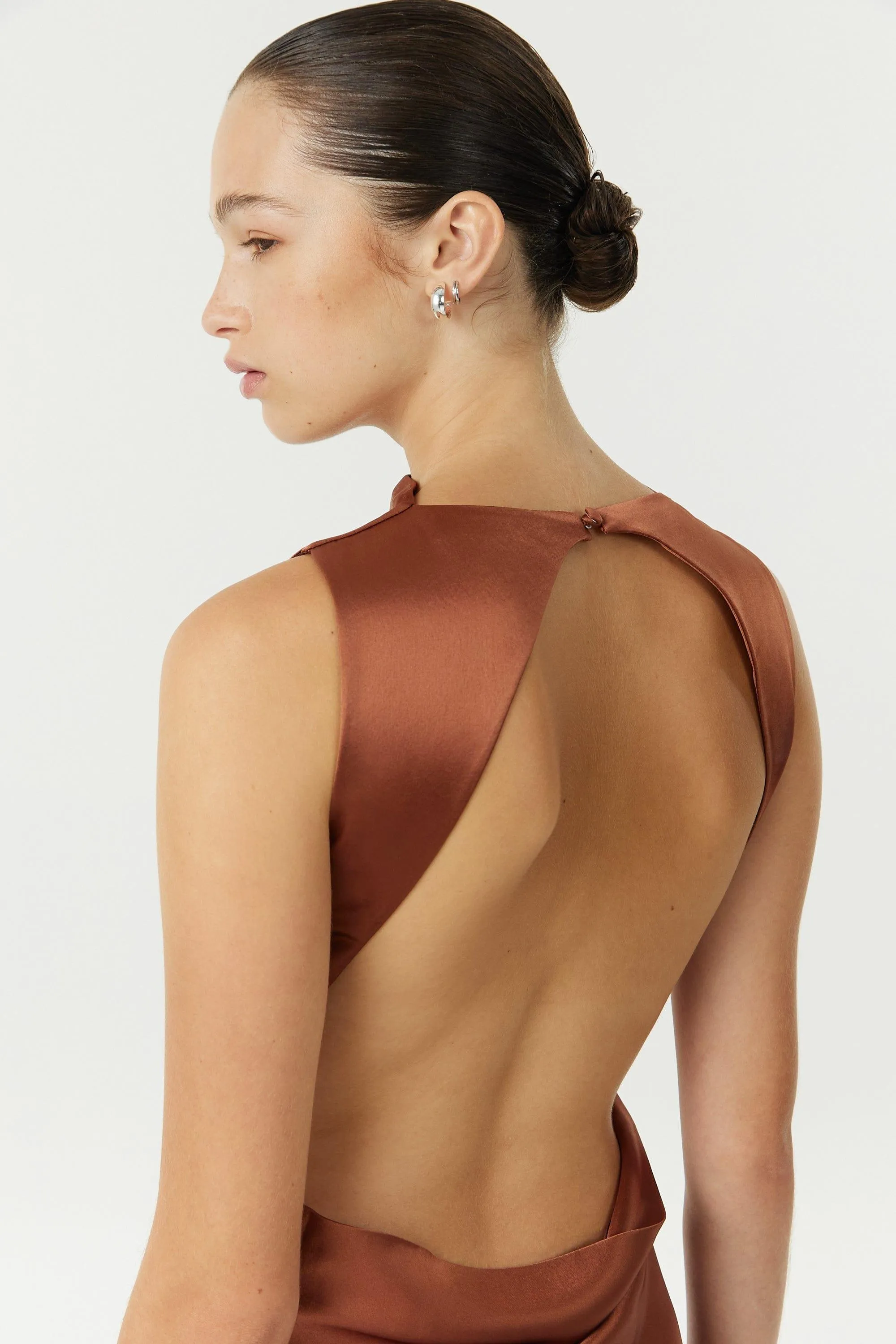 SATIN BIAS COWL BACK MAXI | SPICE