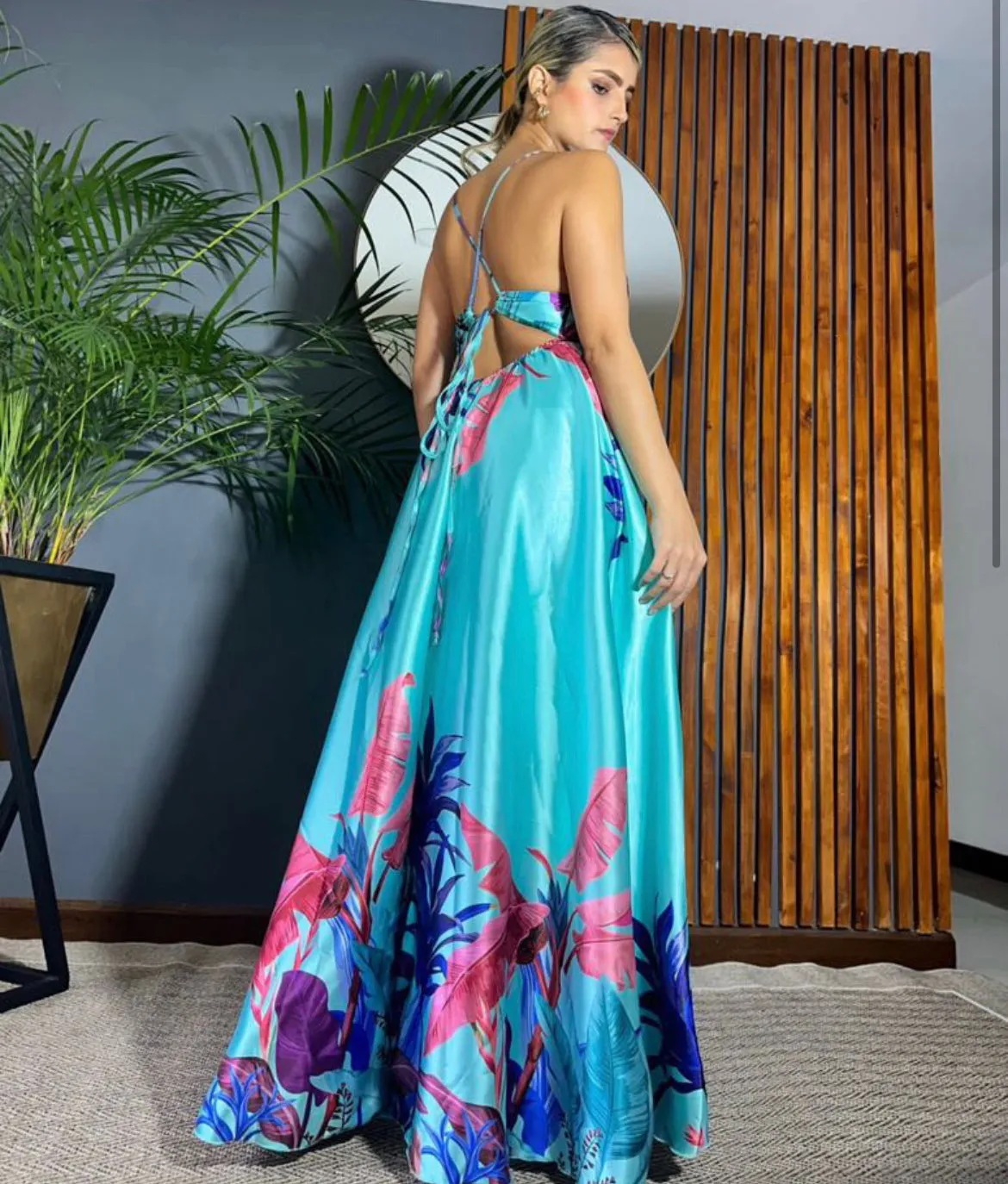 Satin Blue Dress