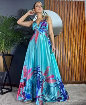 Satin Blue Dress