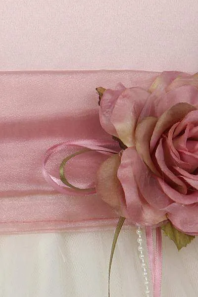 Satin Flower Petal Dress - Rose Top/Ivory Skirt