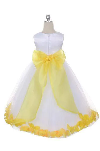 Satin Flower Petal Dress - Rose Top/Ivory Skirt