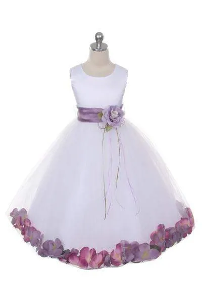 Satin Flower Petal Dress - Rose Top/Ivory Skirt