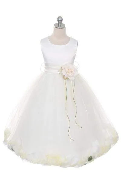 Satin Flower Petal Dress - Rose Top/Ivory Skirt