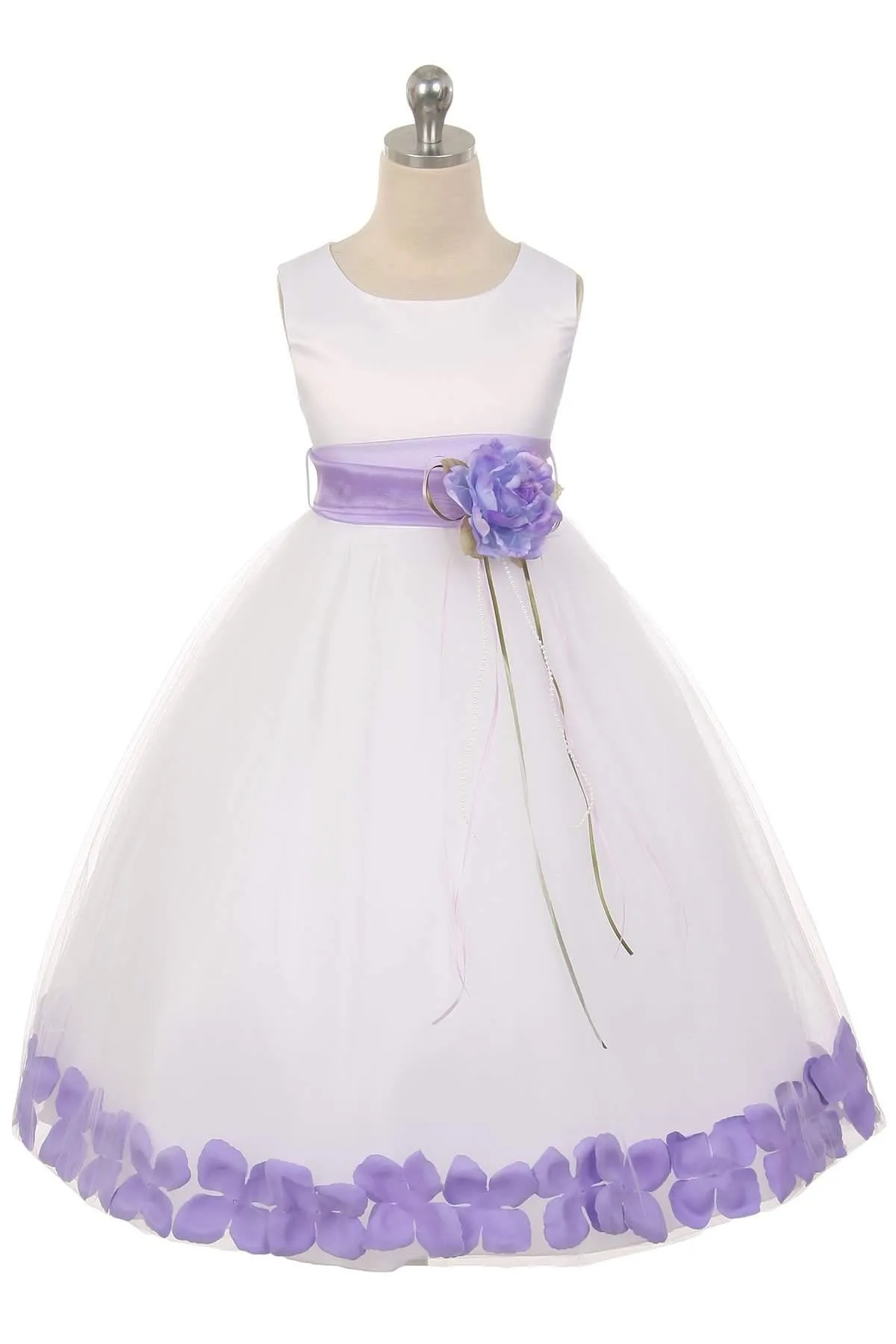 Satin Flower Petal Dress - Rose Top/Ivory Skirt