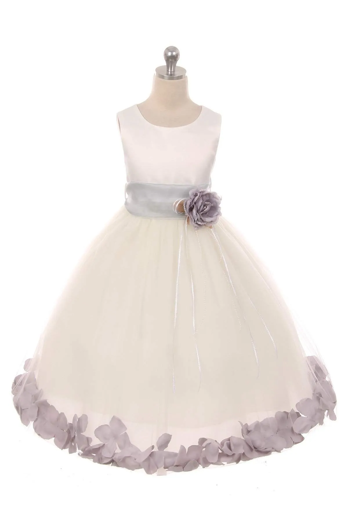 Satin Flower Petal Dress - Rose Top/Ivory Skirt