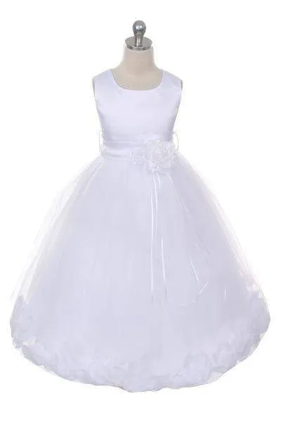 Satin Flower Petal Dress - Rose Top/Ivory Skirt
