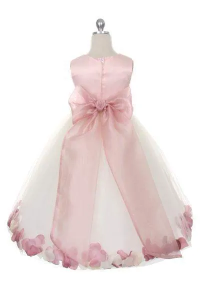 Satin Flower Petal Dress - Rose Top/Ivory Skirt