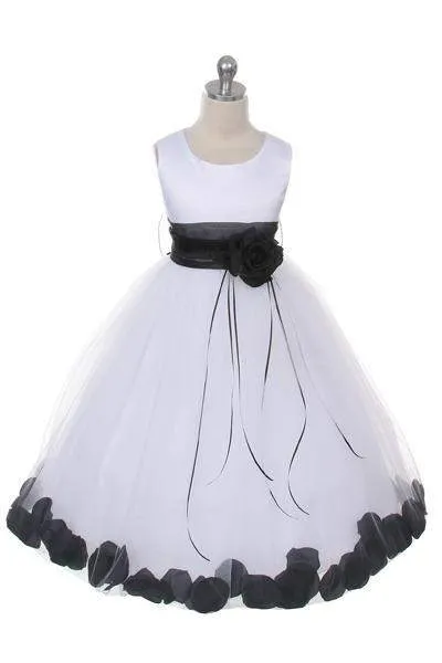 Satin Flower Petal Dress - Rose Top/Ivory Skirt