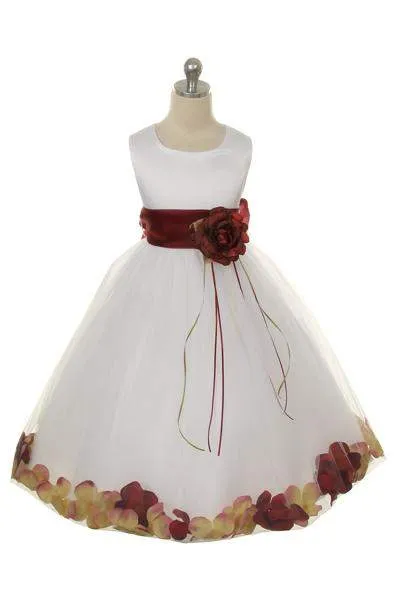 Satin Flower Petal Dress - Rose Top/Ivory Skirt