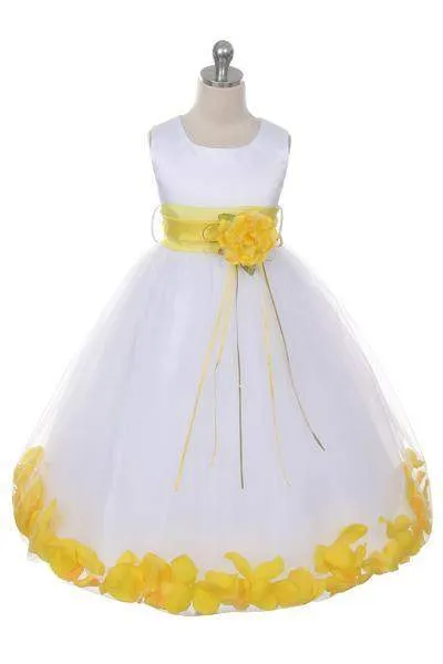 Satin Flower Petal Dress - Rose Top/Ivory Skirt
