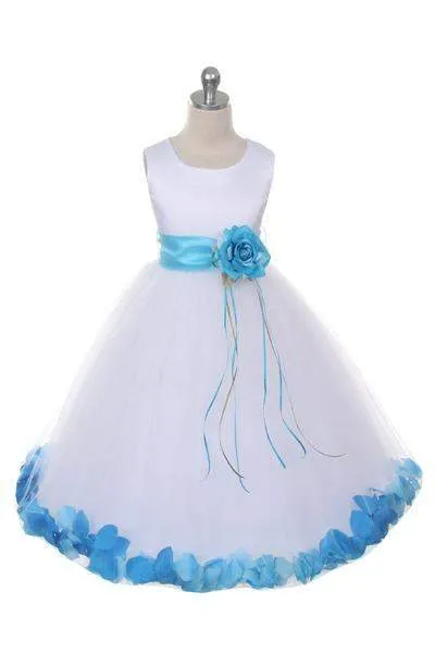 Satin Flower Petal Dress - Rose Top/Ivory Skirt