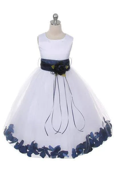 Satin Flower Petal Dress - Rose Top/Ivory Skirt