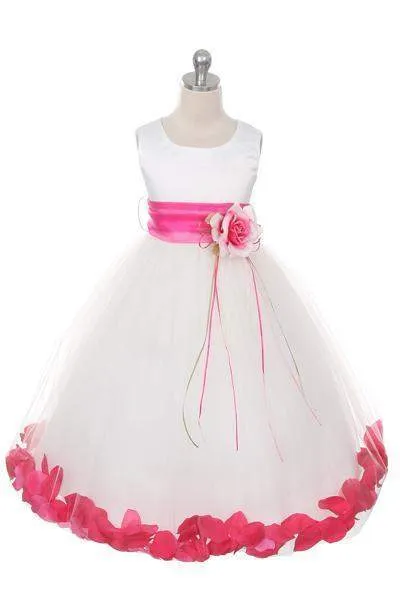 Satin Flower Petal Dress - Rose Top/Ivory Skirt