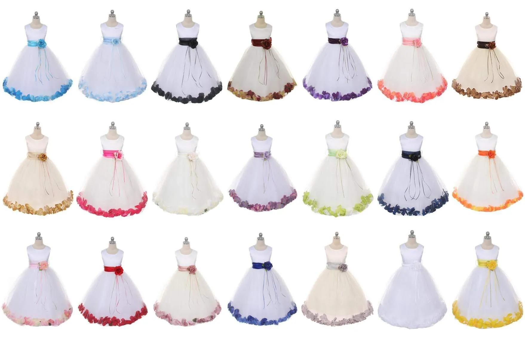 Satin Flower Petal Dress - Rose Top/Ivory Skirt
