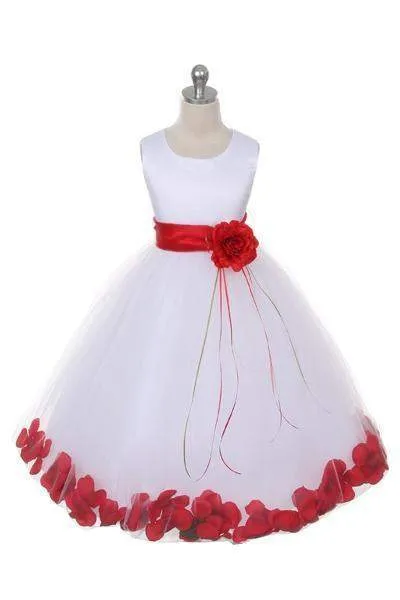 Satin Flower Petal Dress - Rose Top/Ivory Skirt