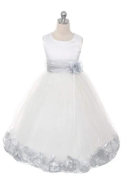 Satin Flower Petal Dress - Rose Top/Ivory Skirt