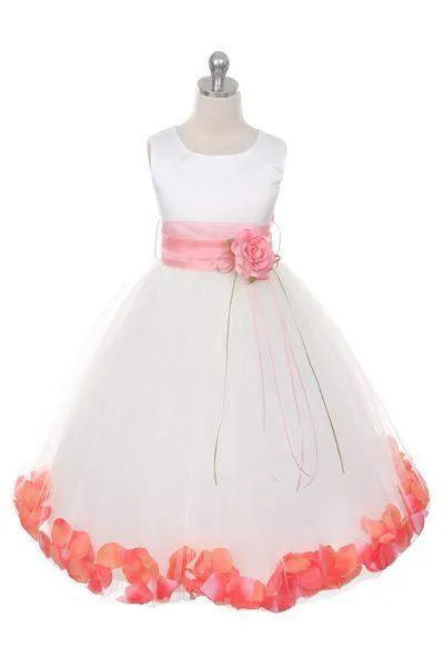 Satin Flower Petal Dress - Rose Top/Ivory Skirt