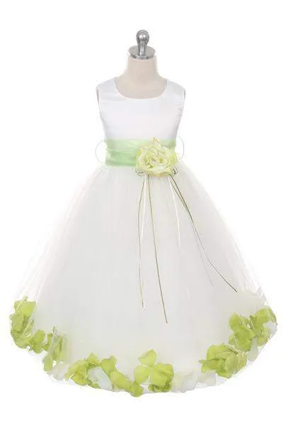 Satin Flower Petal Dress - Rose Top/Ivory Skirt