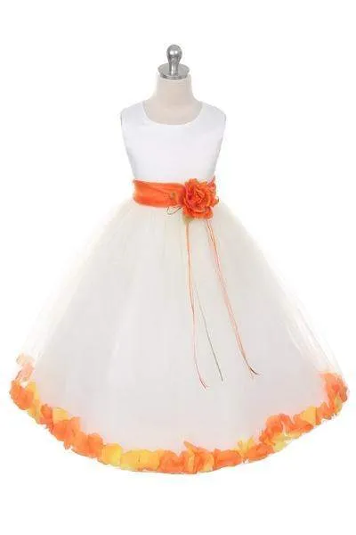 Satin Flower Petal Dress - Rose Top/Ivory Skirt
