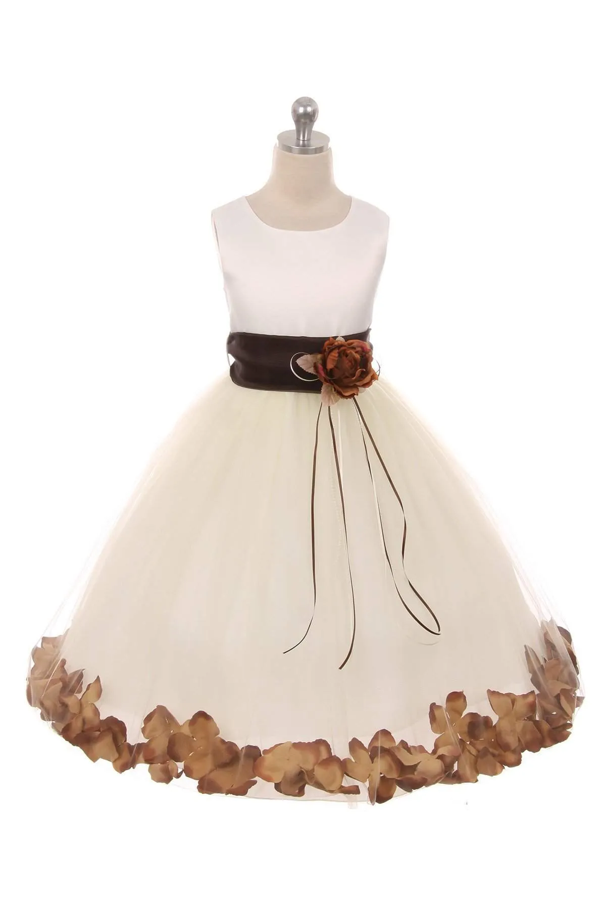Satin Flower Petal Dress - Rose Top/Ivory Skirt