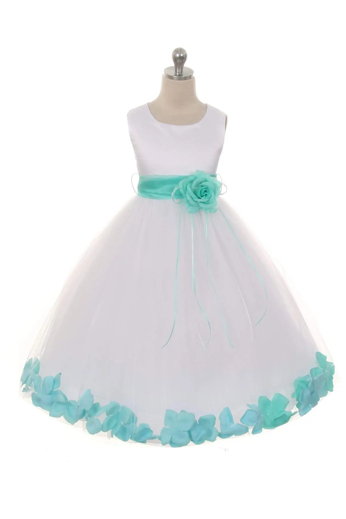 Satin Flower Petal Dress - Rose Top/Ivory Skirt