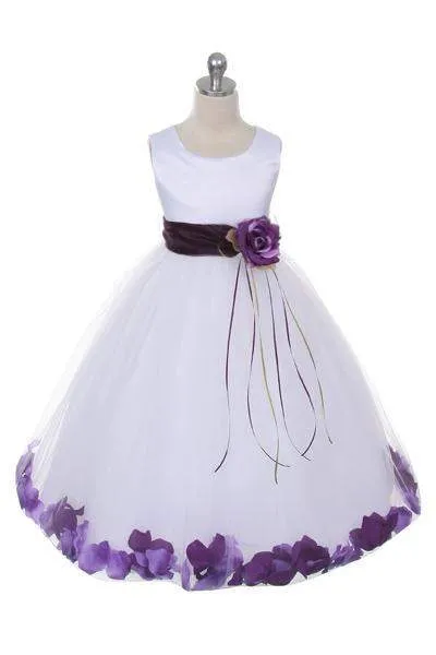 Satin Flower Petal Dress - Rose Top/Ivory Skirt